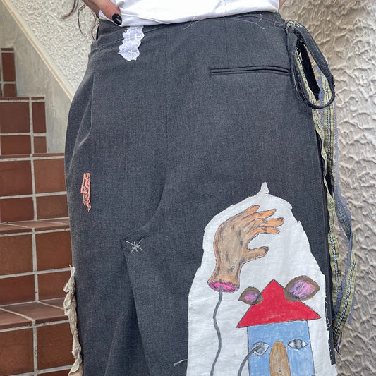 trust teji x TONII MONDO collabolation ★ cemetery lap skirt / Gray / ラップスカート