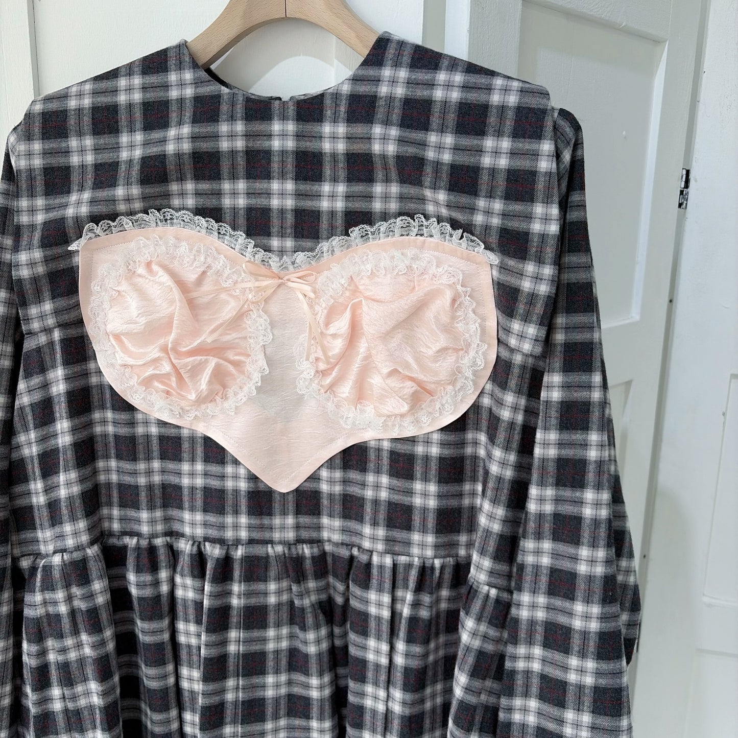 RIRI DRESS CHECK / BLACK / ランジェリードレス