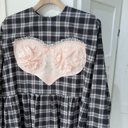 RIRI DRESS CHECK / BLACK / ランジェリードレス
