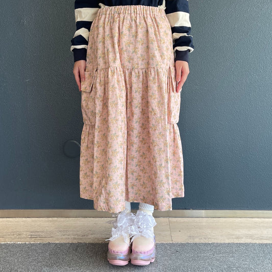 Floral fleece skirt / Pink / フリーススカート