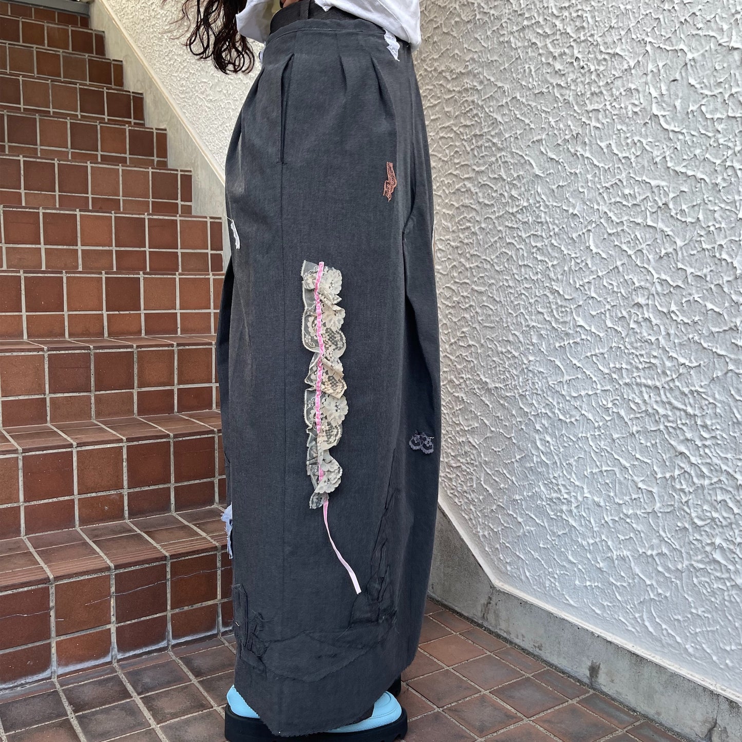 trust teji x TONII MONDO collabolation ★ cemetery lap skirt / Gray / ラップスカート