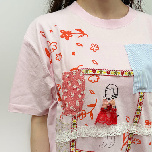 Megumi Okubo doll tshirts / Pink B / 大久保惠コラボレーションTシャツ