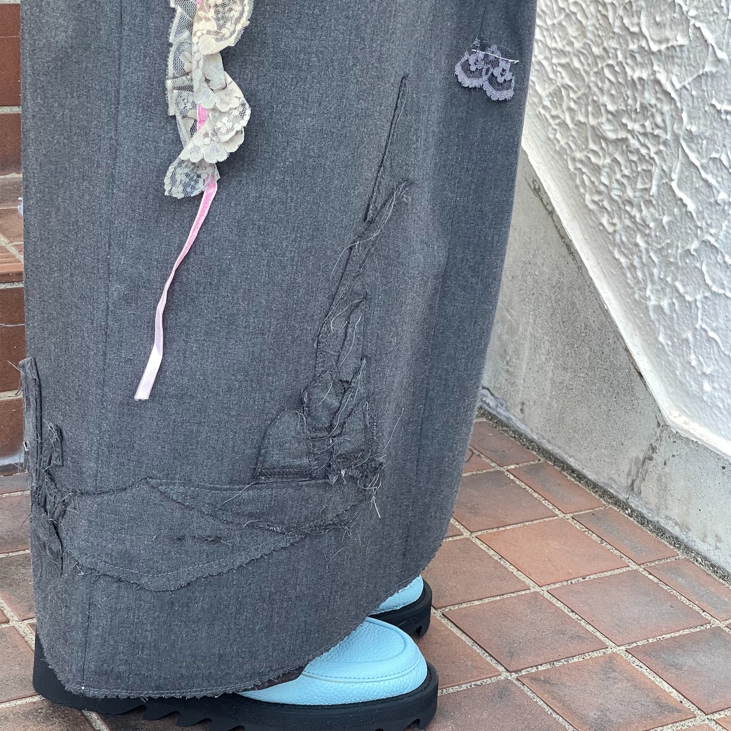 trust teji x TONII MONDO collabolation ★ cemetery lap skirt / Gray / ラップスカート