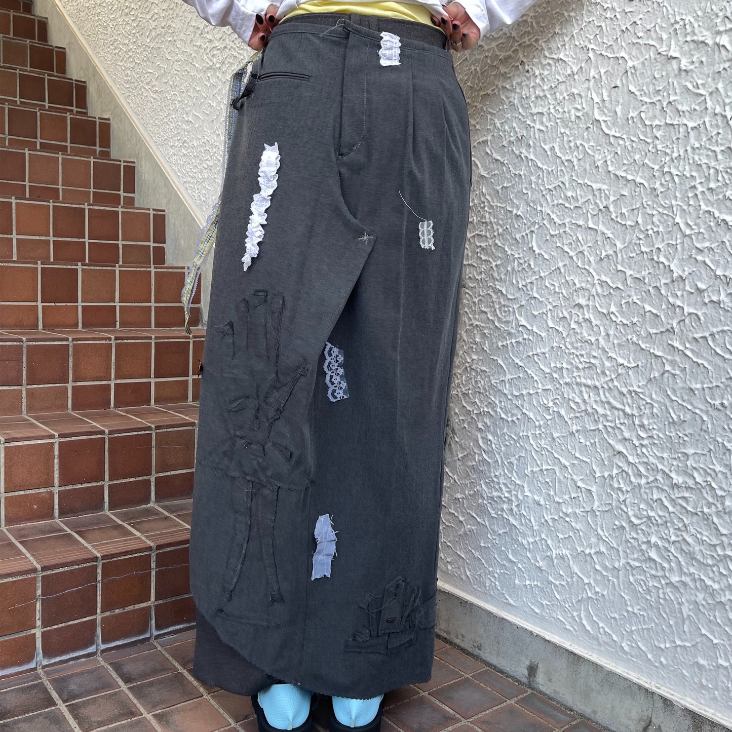 trust teji x TONII MONDO collabolation ★ cemetery lap skirt / Gray / ラップスカート