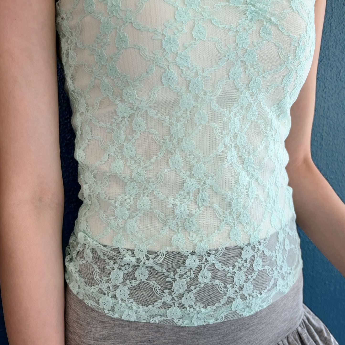 [fe.3] lace sleeveless / mint / レースキャミソール
