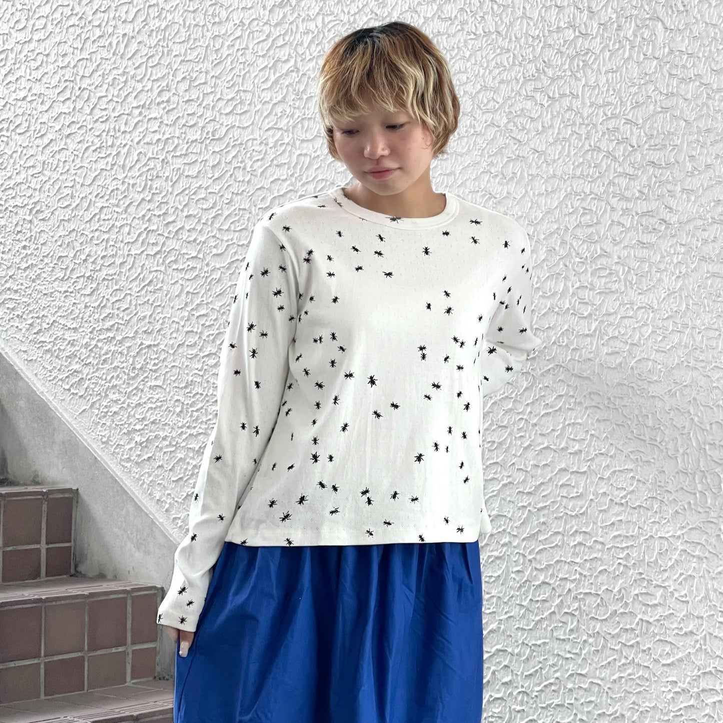 ant longsleeve / white / エアブラシロングスリーブTシャツ