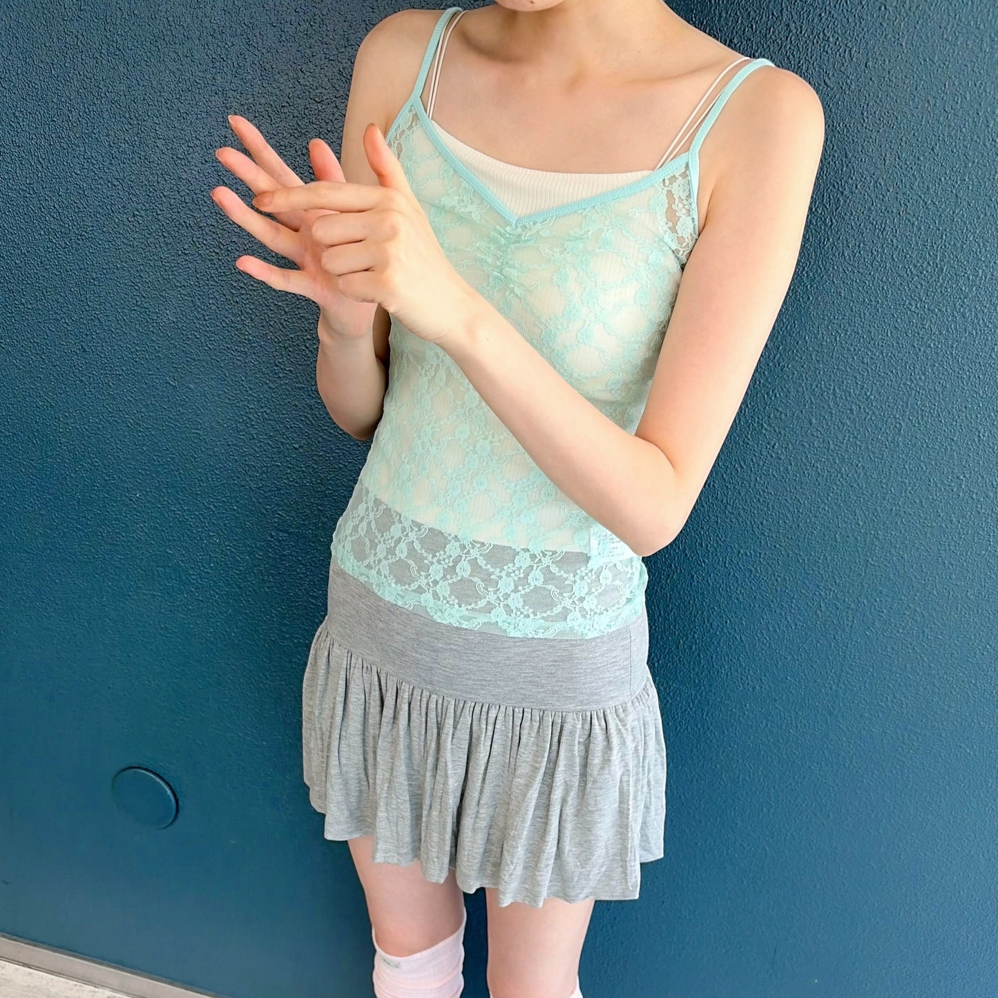 [fe.3] lace sleeveless / mint / レースキャミソール