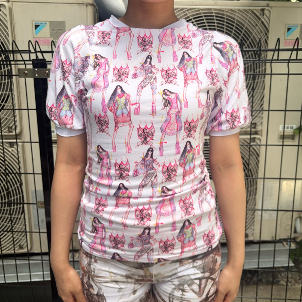 Puff slv tshirt / white / プリントTシャツ