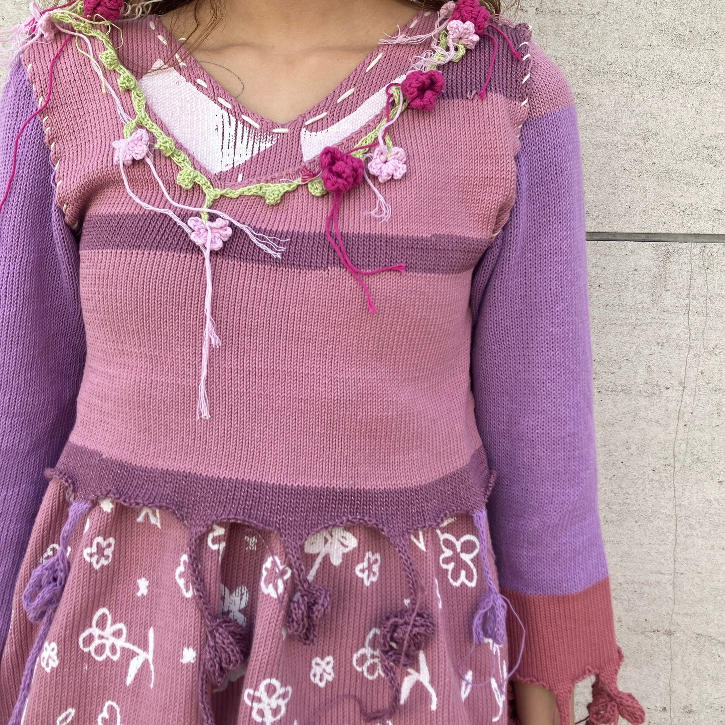 Flower knit jumper / Purple / フラワーニットトップ