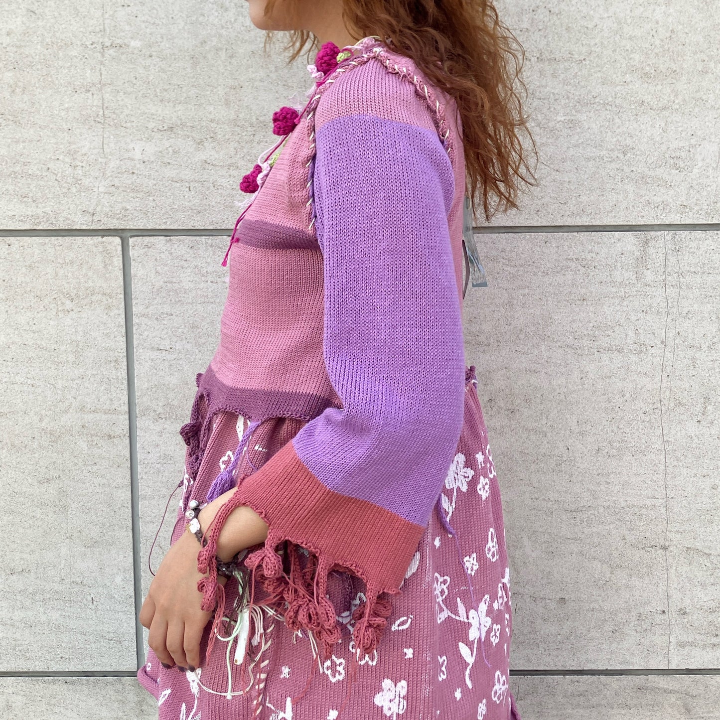 Flower knit jumper / Purple / フラワーニットトップ