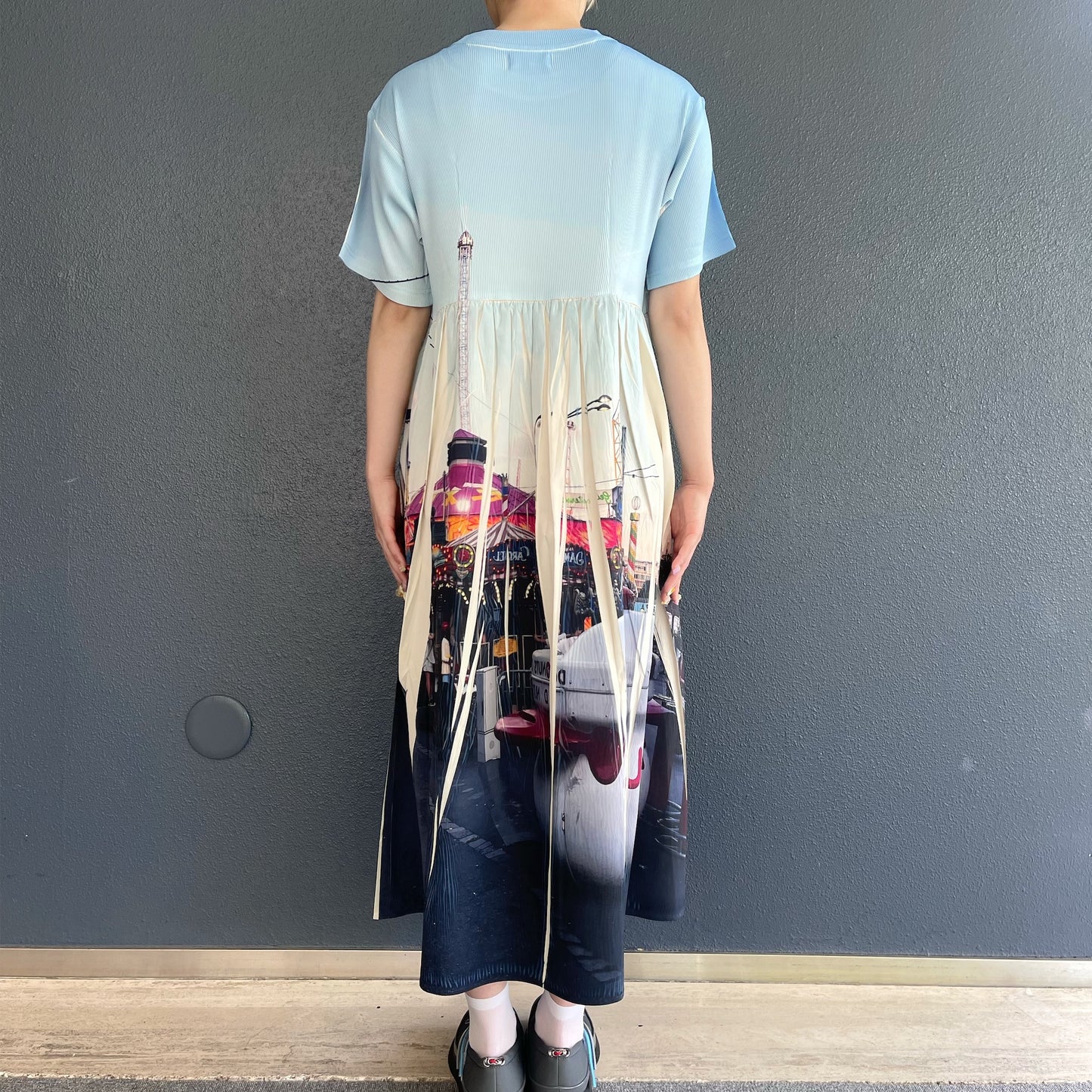 【SHEEP LIMITED】DIRECT PRINT RIB ONE-PIECE / AMUSEMENT PARK / ダイレクトプリントリブワンピース