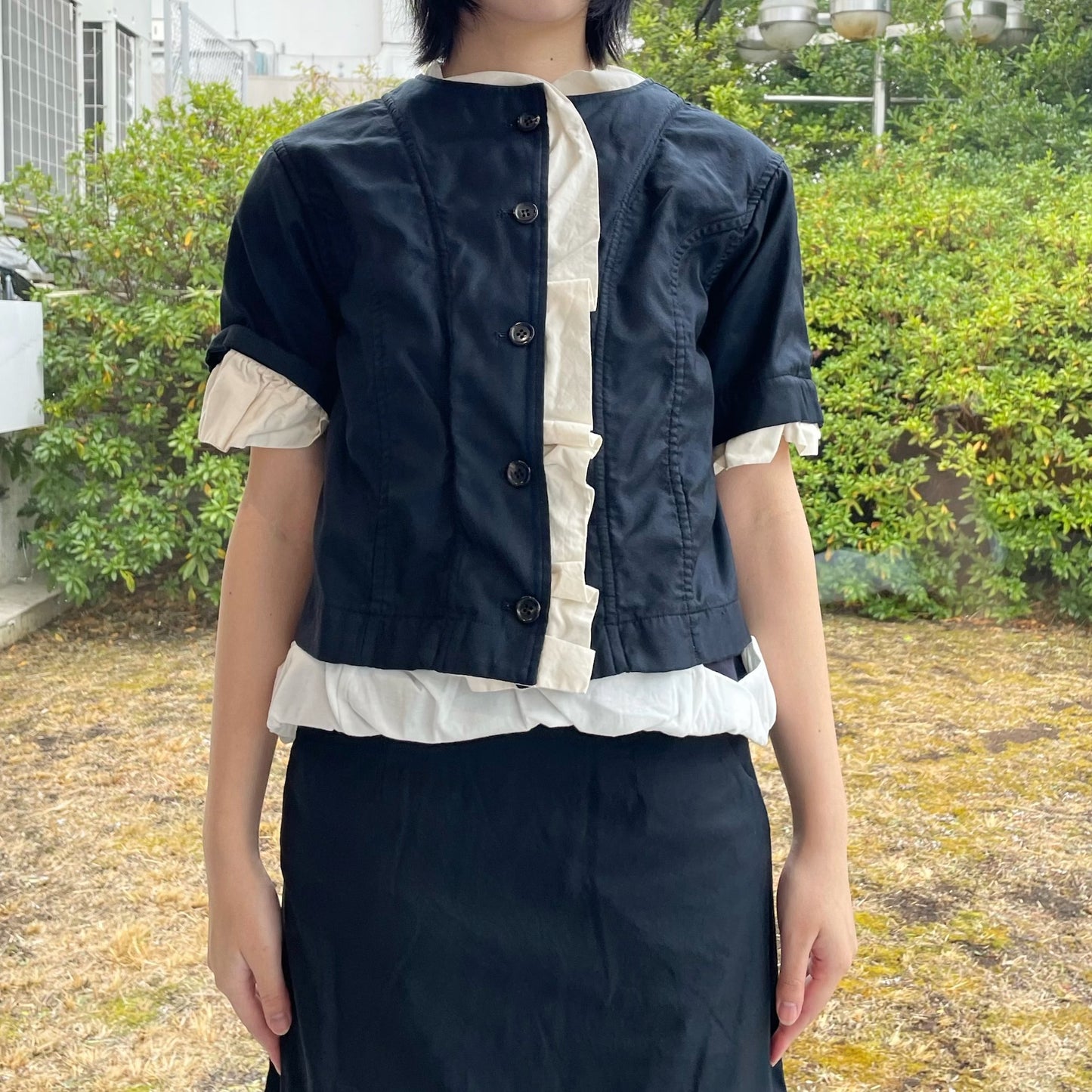 washed jacket / navy / 半袖ジャケット