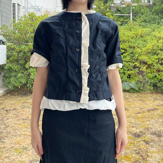 washed jacket / navy / 半袖ジャケット