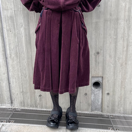 corduroy divided pants / burgundy / コーデュロイウォッシュ加工パンツ
