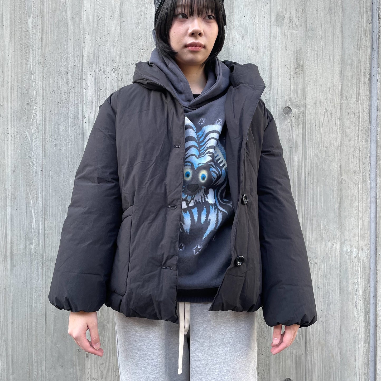 Cotton Hooded Puffer Jacket / Black / パフジャケット