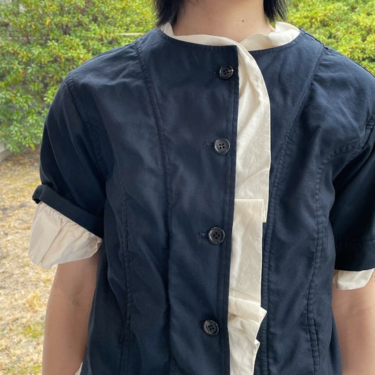 washed jacket / navy / 半袖ジャケット