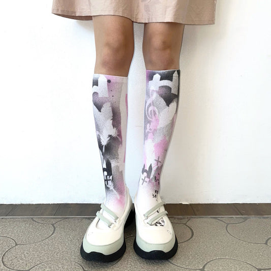 print high socks / プリントハイソックス