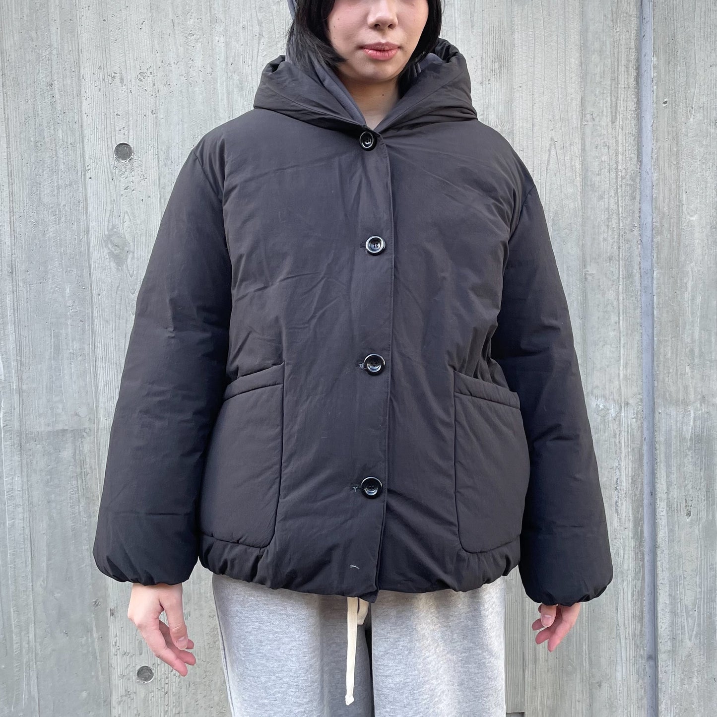 Cotton Hooded Puffer Jacket / Black / パフジャケット