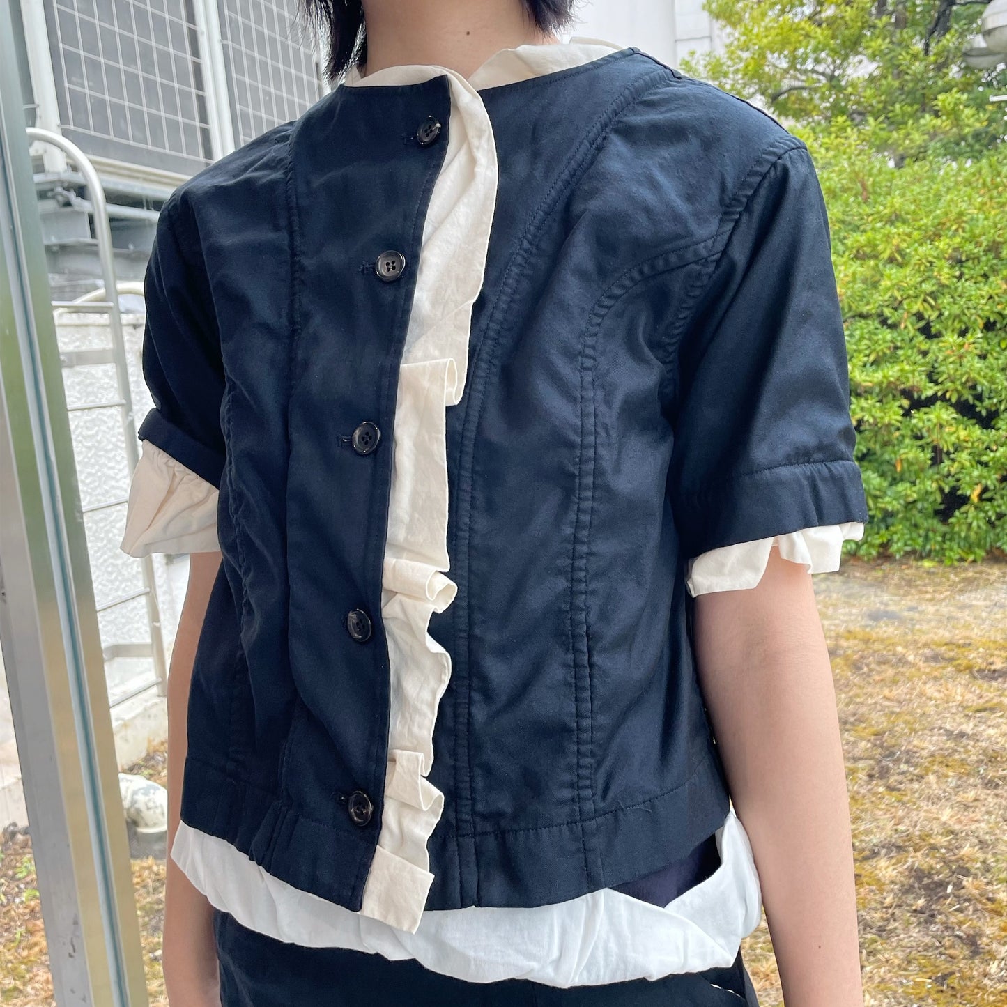 washed jacket / navy / 半袖ジャケット