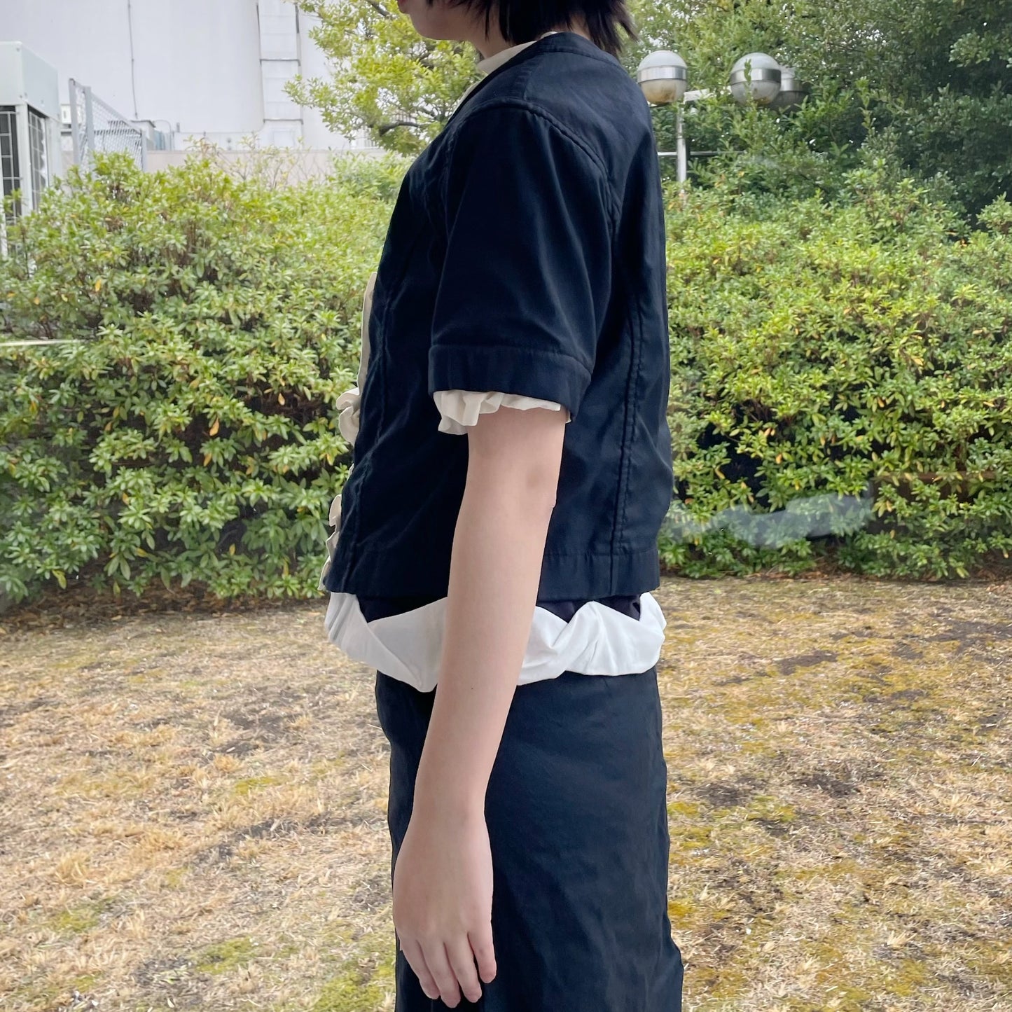 washed jacket / navy / 半袖ジャケット