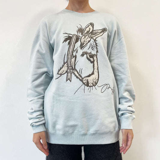 worrisome embroidery / light blue / 刺繍スウェット