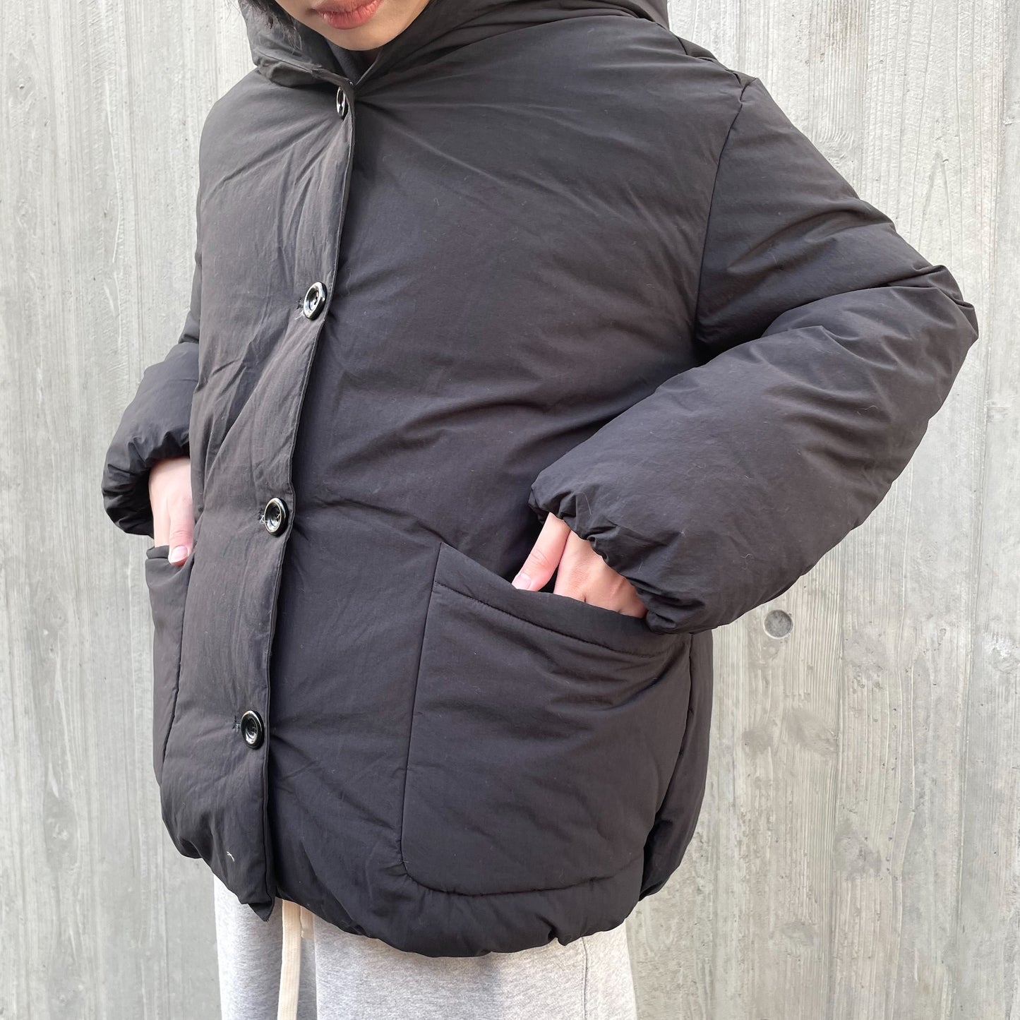 Cotton Hooded Puffer Jacket / Black / パフジャケット