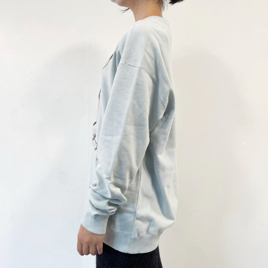 worrisome embroidery / light blue / 刺繍スウェット