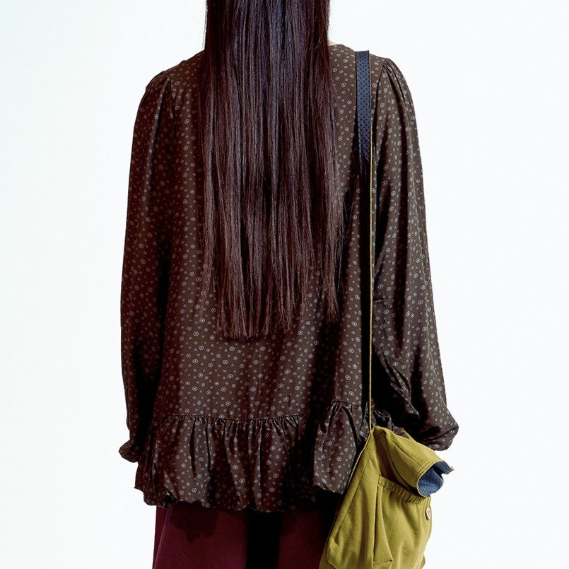 DUDU PUFF BLOUSE / BROWN / パフスリーブトップ