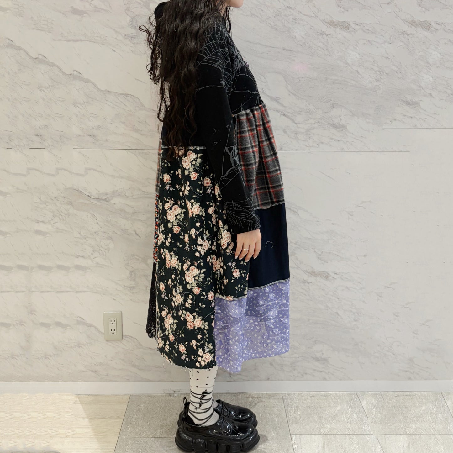 Hood dress long / Black / フードドレス