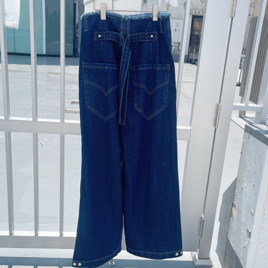 [fa.er.ie] cut-off denim maxi pants / blue / カットオフデニム