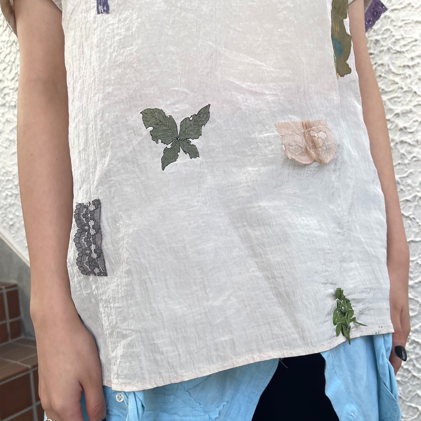 【trust teji 】Short sleeve tunic Saten+ / Cream / ショートスリーブチュニック