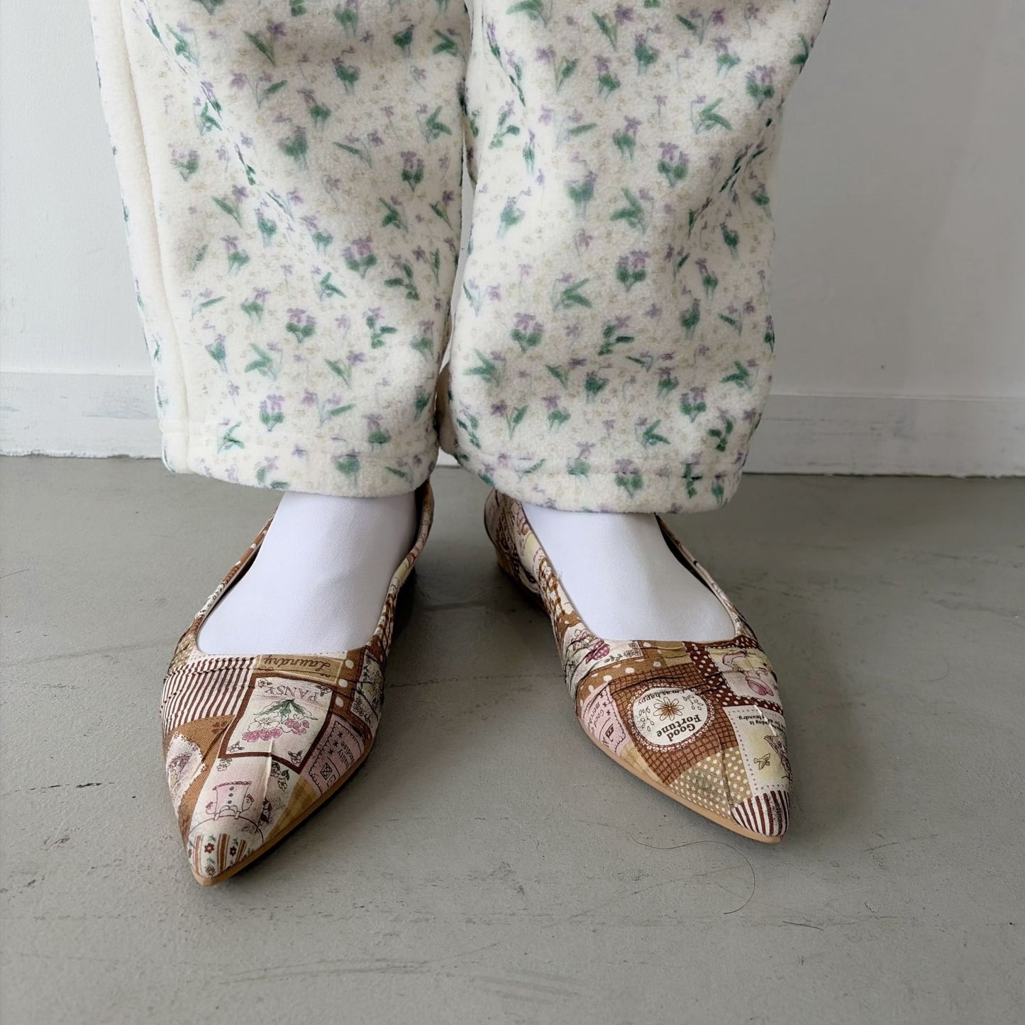 MAMA'S FLAT / BEIGE / プリントパンプス