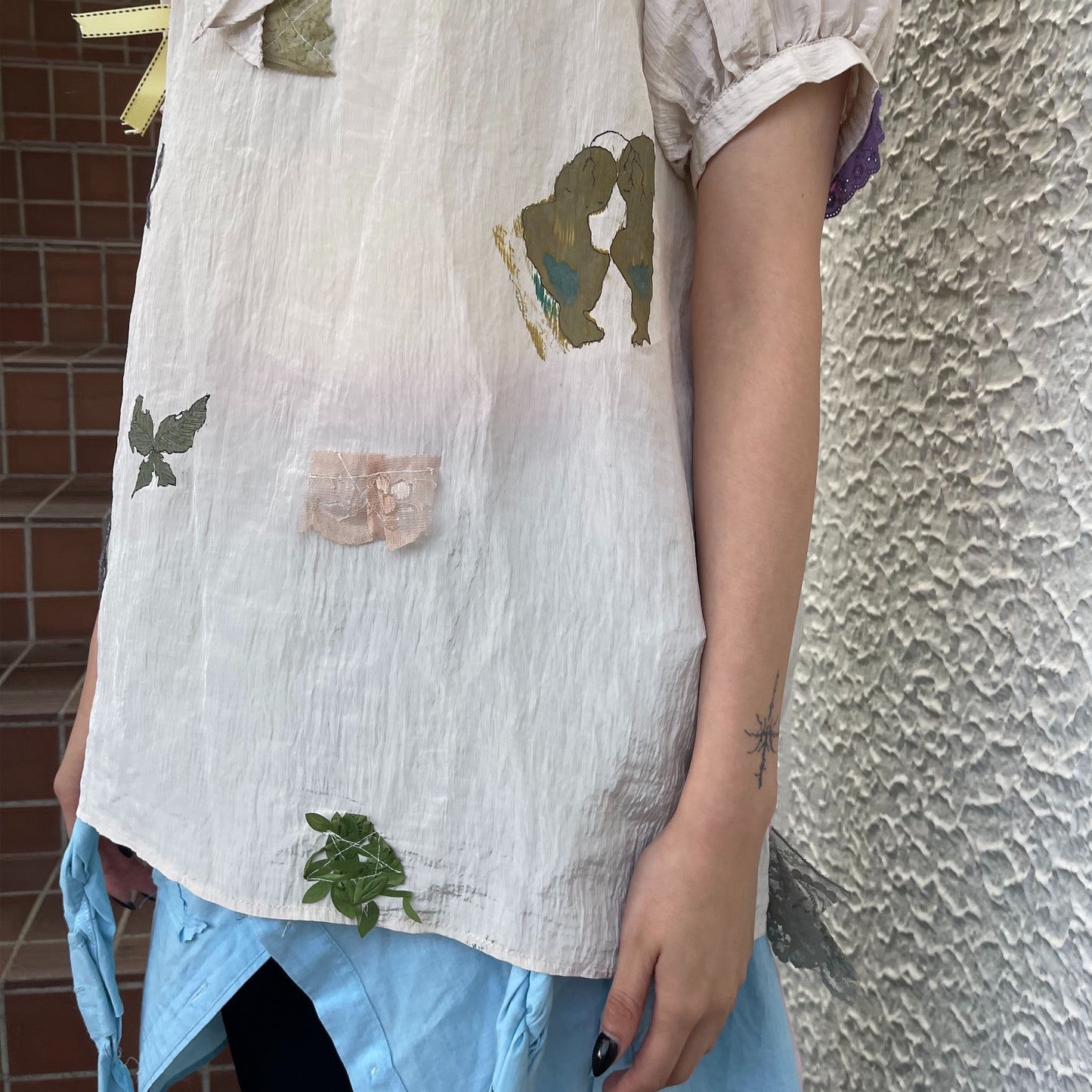 【trust teji 】Short sleeve tunic Saten+ / Cream / ショートスリーブチュニック