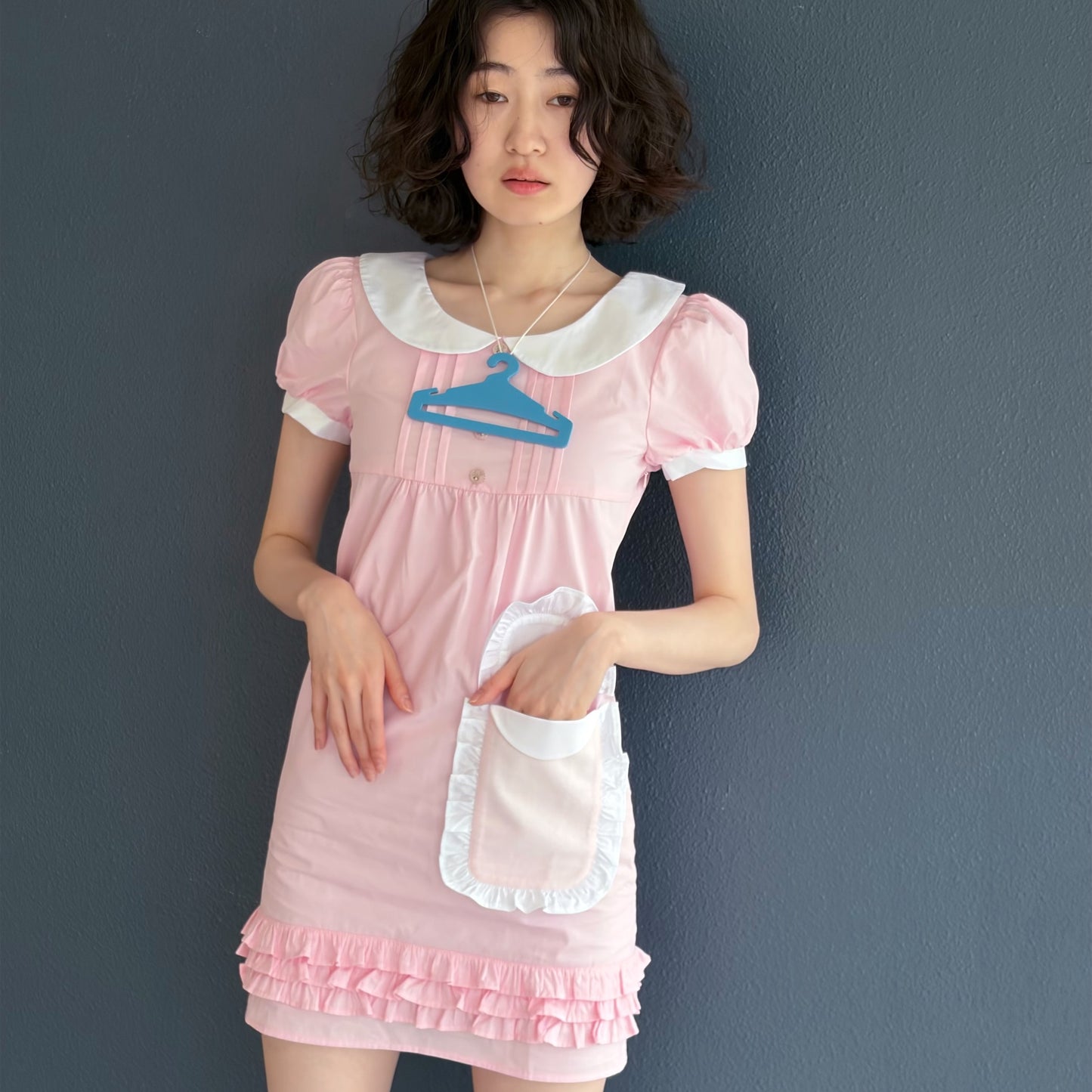 zZZ DRESS / PINK / パフスリーブドレス