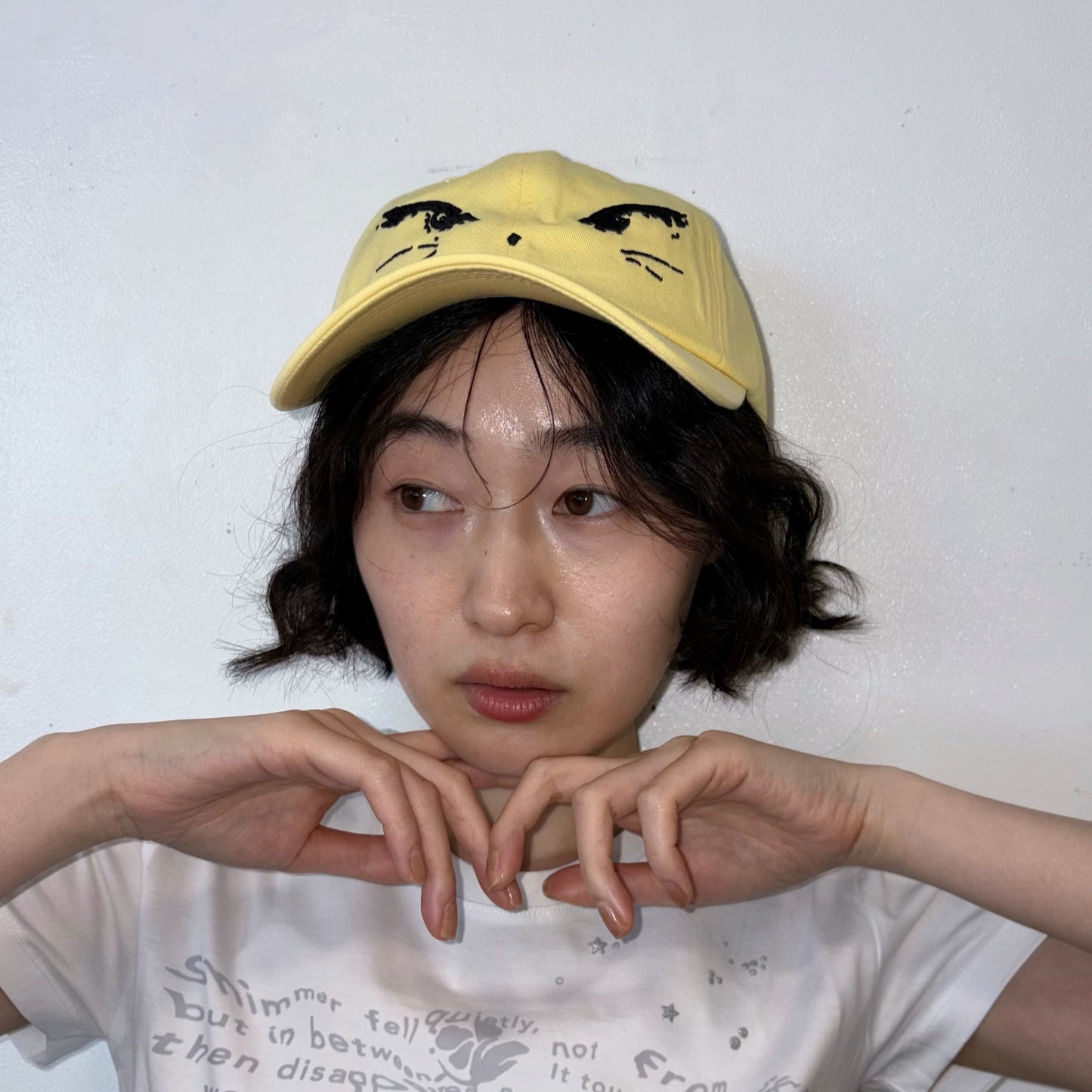 [F.E.E.S] kitty hairpin ball cap / yellow / 刺繍キャップ