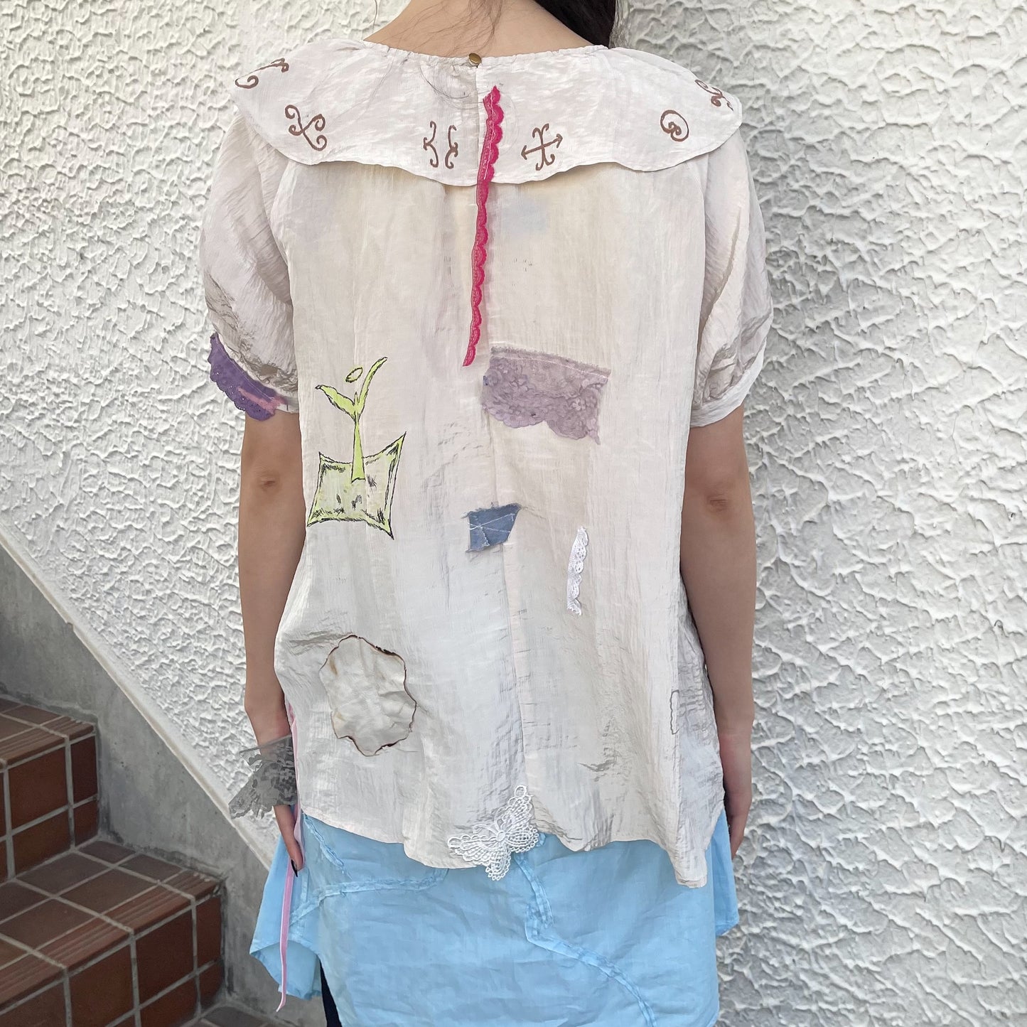 【trust teji 】Short sleeve tunic Saten+ / Cream / ショートスリーブチュニック