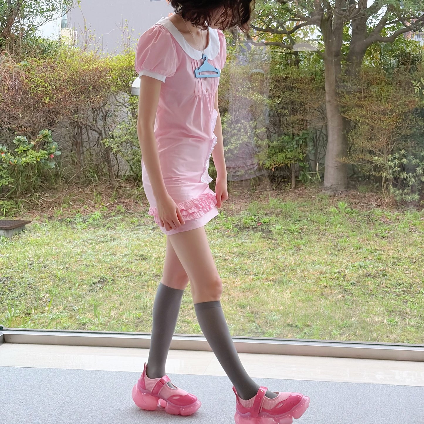 zZZ DRESS / PINK / パフスリーブドレス
