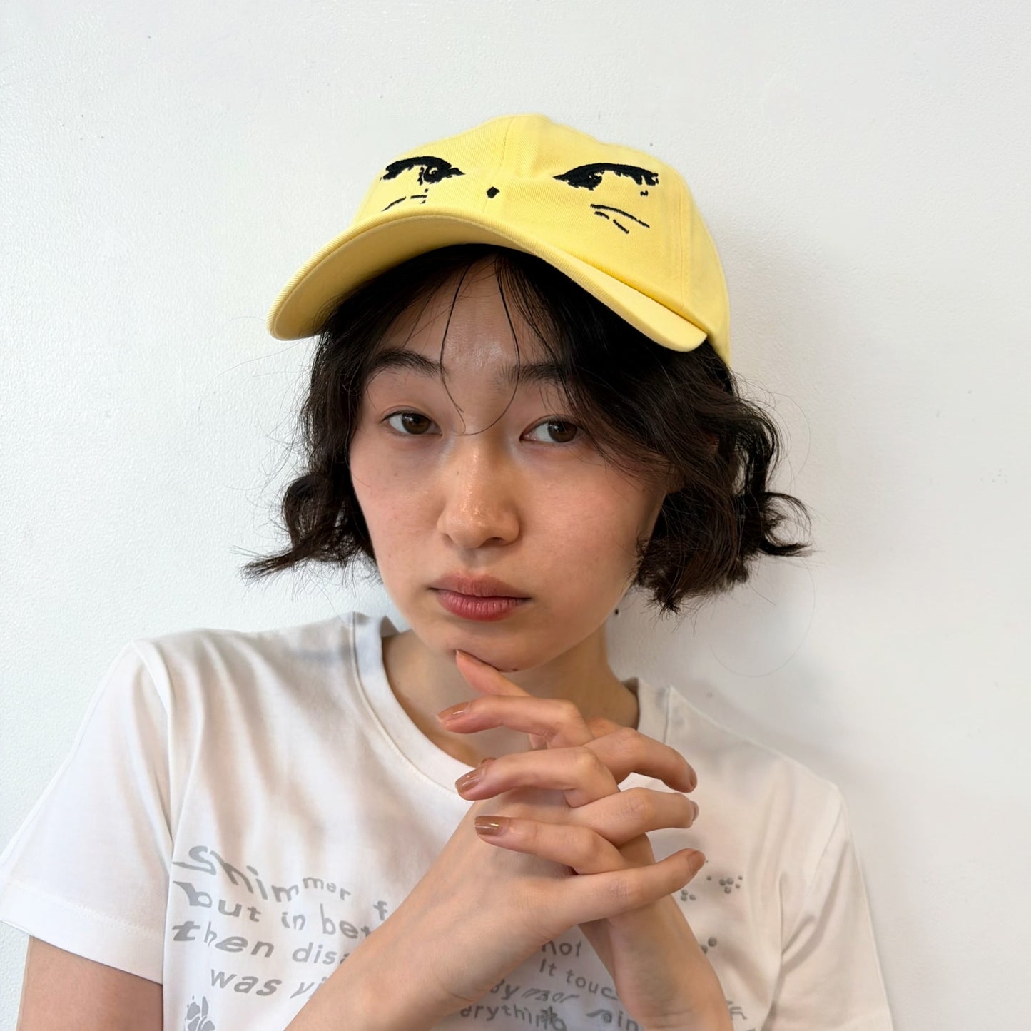 [F.E.E.S] kitty hairpin ball cap / yellow / 刺繍キャップ