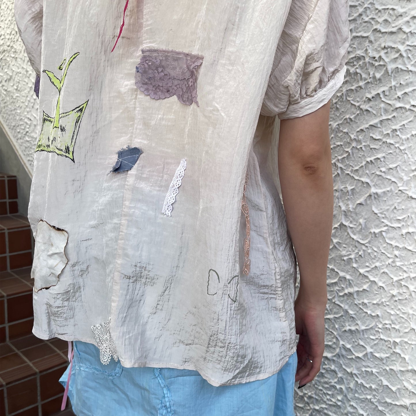 【trust teji 】Short sleeve tunic Saten+ / Cream / ショートスリーブチュニック