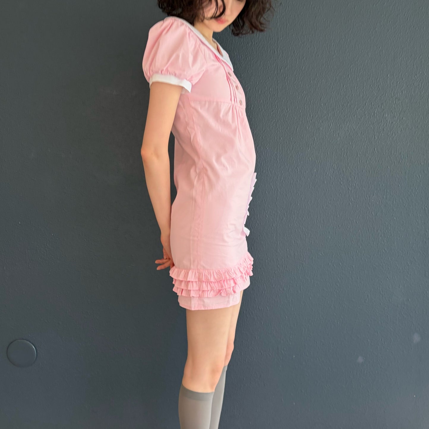 zZZ DRESS / PINK / パフスリーブドレス