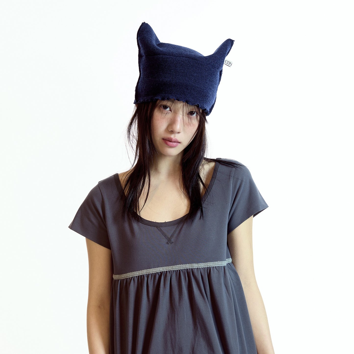 RAW EDGE CAT BEANIE / MELANGE GREY / 切りっぱなしキャットビーニー