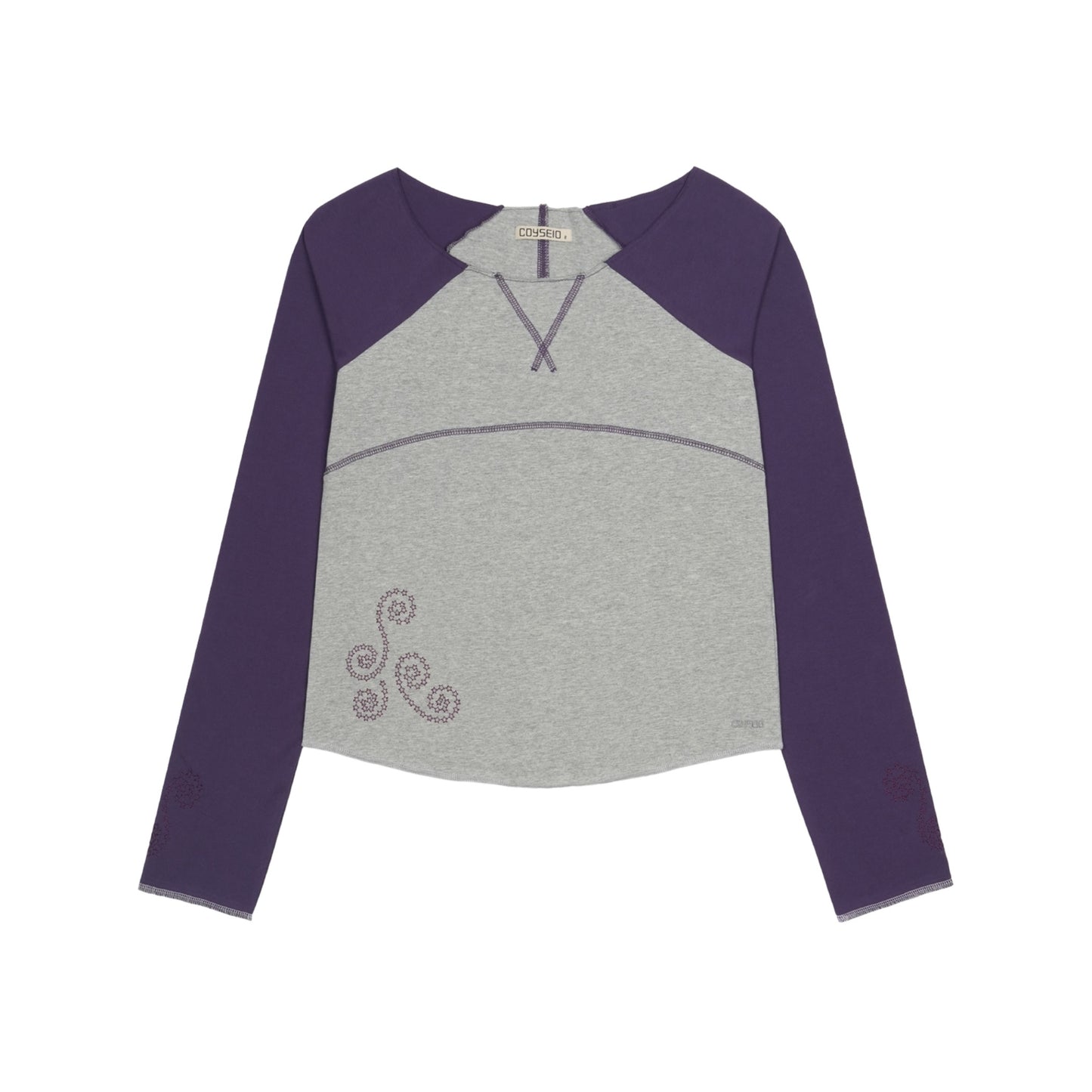 CUT-OFF RAGLAN LONG SLEEVE / PURPLE / カットオフラグランロングスリーブTシャツ
