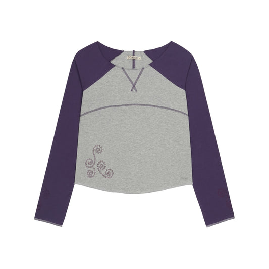 CUT-OFF RAGLAN LONG SLEEVE / PURPLE / カットオフラグランロングスリーブTシャツ