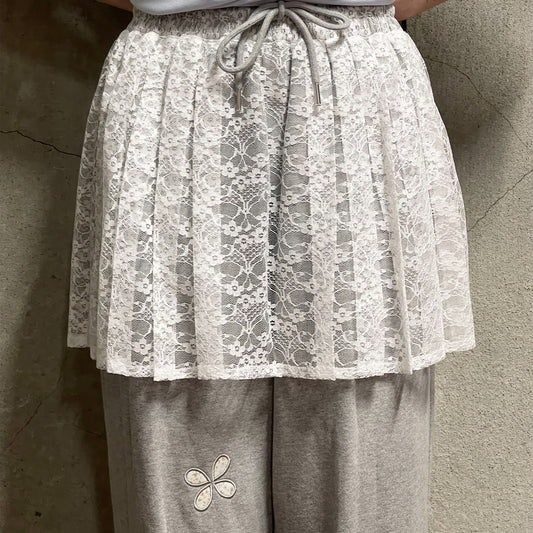 Lucy applique skirt pants / Gray / アップリケスカートパンツ