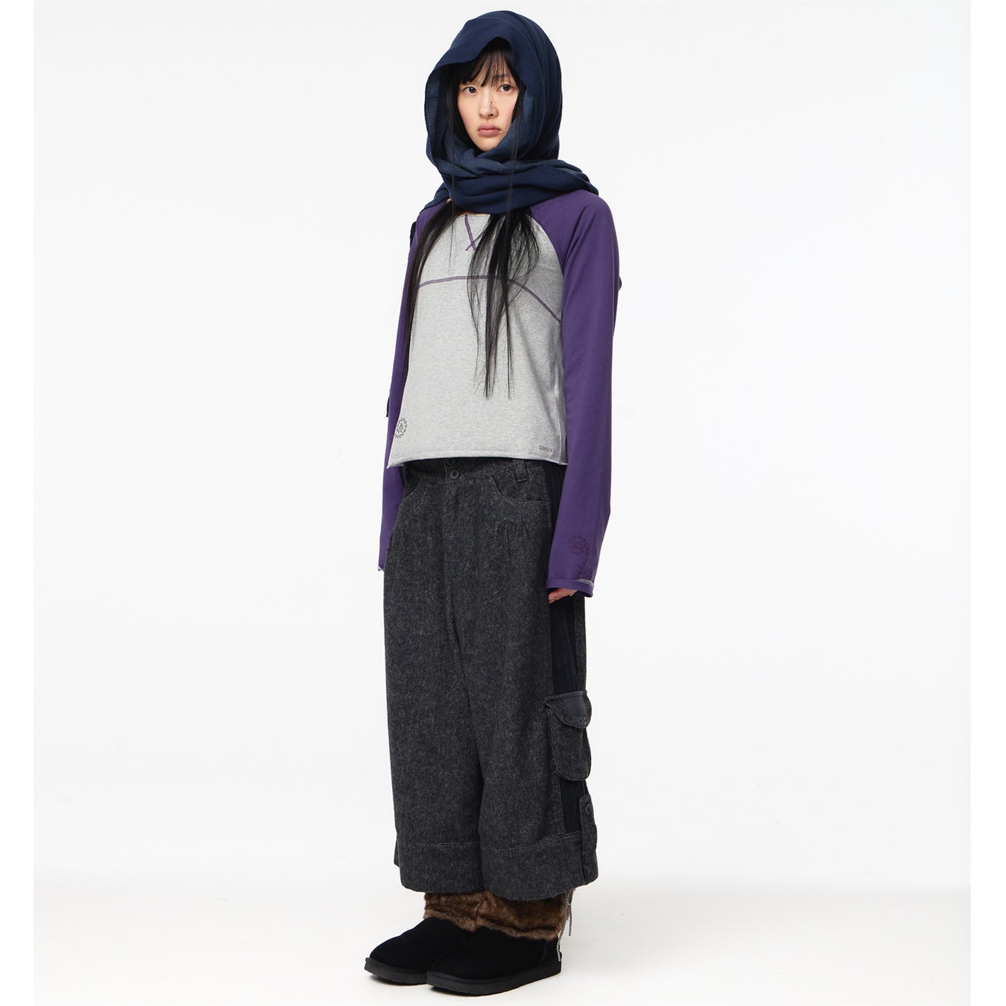 CUT-OFF RAGLAN LONG SLEEVE / PURPLE / カットオフラグランロングスリーブTシャツ