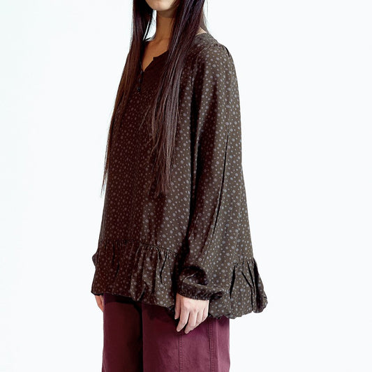DUDU PUFF BLOUSE / BROWN / パフスリーブトップ