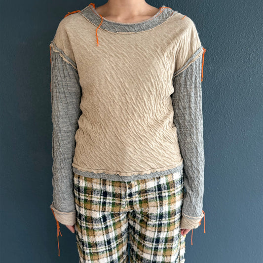 wool cotton jersey top / light gray / ウールコットンパンツ