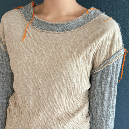 wool cotton jersey top / light gray / ウールコットンパンツ