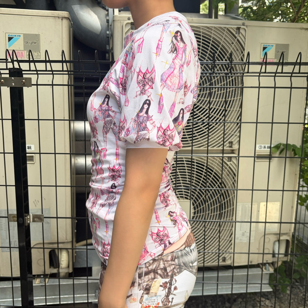Puff slv tshirt / white / プリントTシャツ