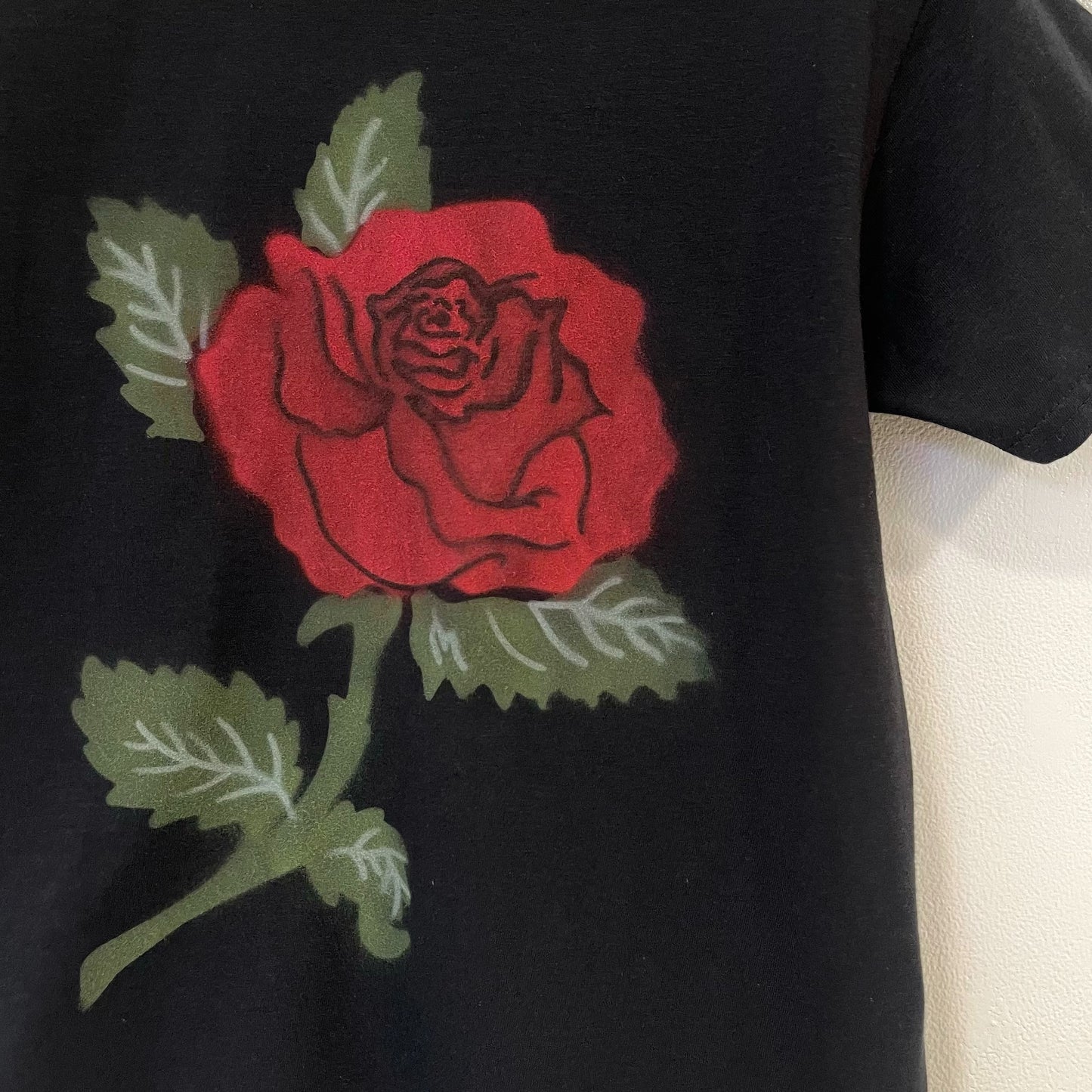 Black rose tee S / エアブラシTシャツ